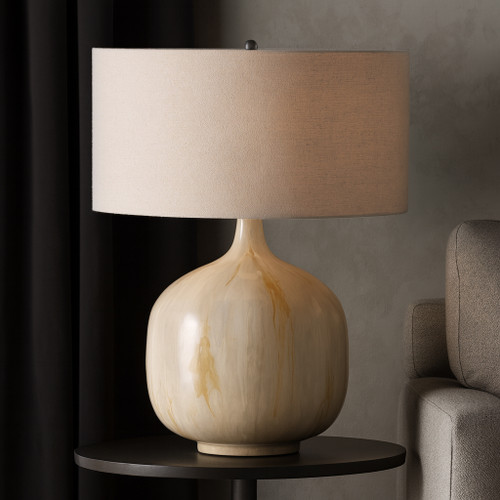 51533-01#28x22" Metal Base Table Lamp, Ivory