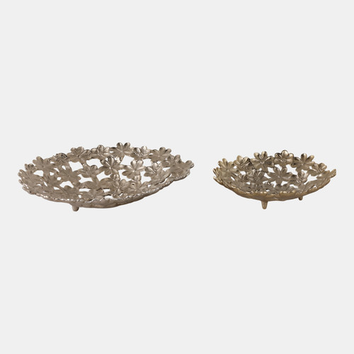 19070-07#S/2 13/18" Cut-out Flower Metal Bowls, Gold