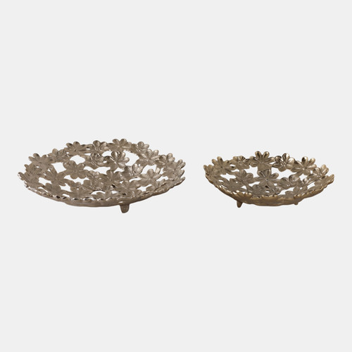 19070-07#S/2 13/18" Cut-out Flower Metal Bowls, Gold