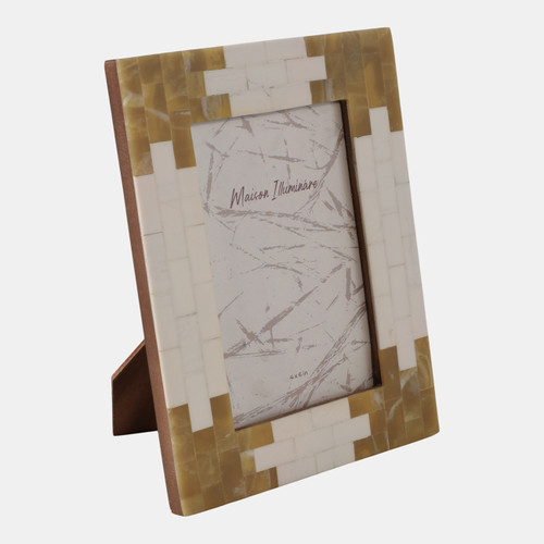 22491#4x6" Tiled Resin Photo Frame, Ivory/ Tan