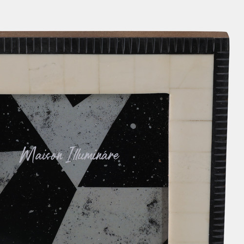 22498#5x7" Etched Border Photo Frame, Ivory/ Black