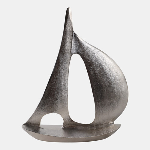 22501#18x15" Metal Sail Boat, Silver
