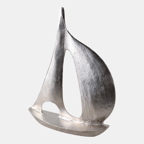 22501#18x15" Metal Sail Boat, Silver