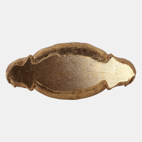 22514#14x6" 2 Elephants Holding Bowl, Gold