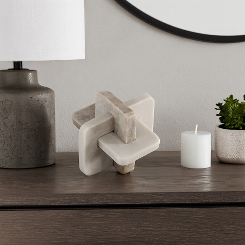 20698-01#7" Marble Knot, White/beige