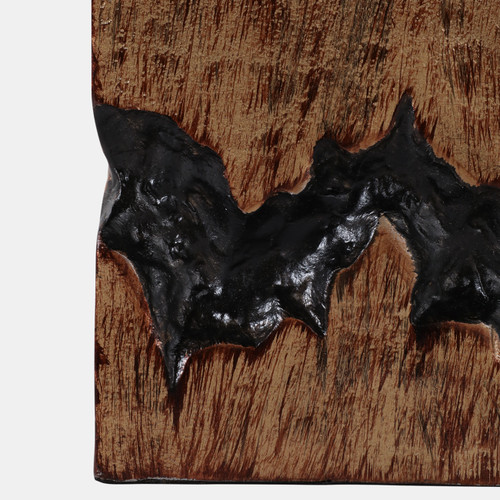 22518-04#10x8" Carved Middle Metal Vase, Gold/ Brown