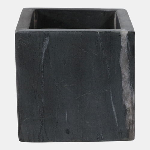 22545-02#4x4" Marble Pencil Cup, Black/white