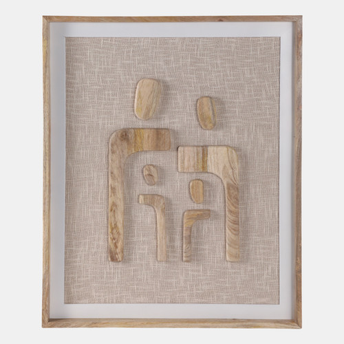 22548#36x30" Wood&fabric Mix-media Abstrct Wall Art,brw 