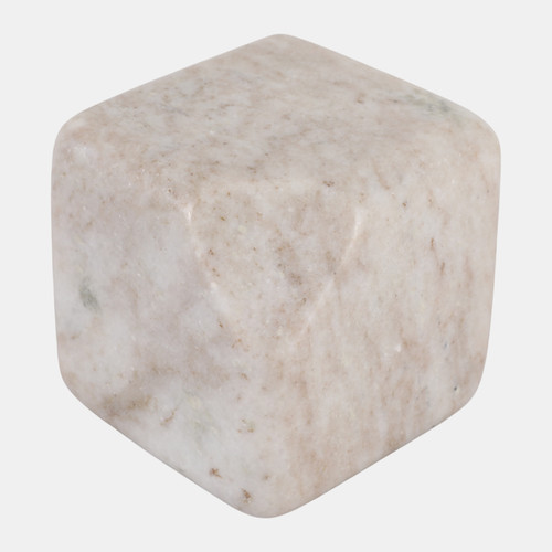 22569-01#5x5" Marble Cube Orb, Beige