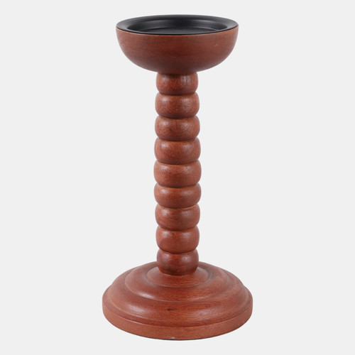 22572-01#10x5" Stacked Pillar & Taper Holder, Walnut