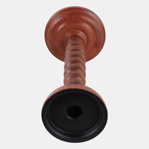 22572-02#12x5" Stacked Pillar & Taper Holder, Walnut