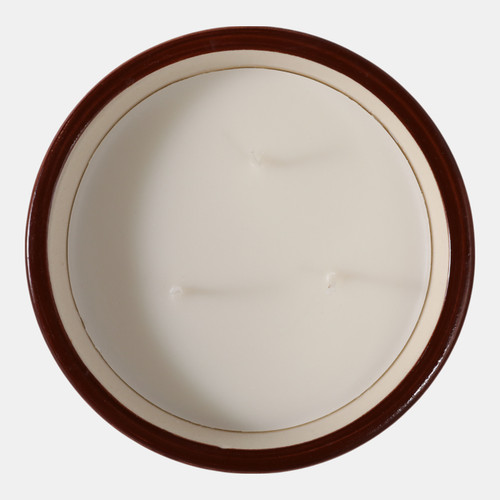 80531-02#6" 10 Oz Coffee Hand Painted Candle, Brown/ White