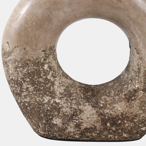 22589-01#9x8" Open Cut-out Terracotta Vase, Ivory Multi