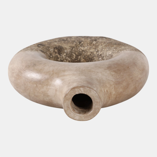 22589-01#9x8" Open Cut-out Terracotta Vase, Ivory Multi