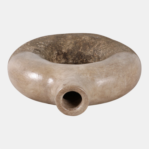 22589-02#12x10" Open Cut-out Terracotta Vase, Ivory Multi