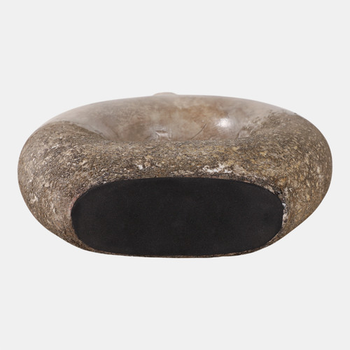 22589-02#12x10" Open Cut-out Terracotta Vase, Ivory Multi