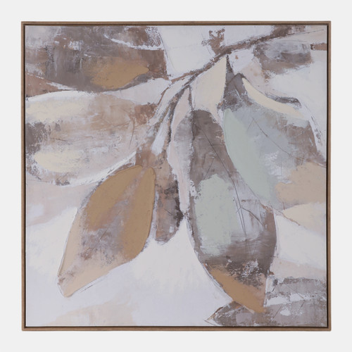 70460#40x40" Handpainted Fall Leaves, Brown