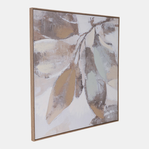 70460#40x40" Handpainted Fall Leaves, Brown