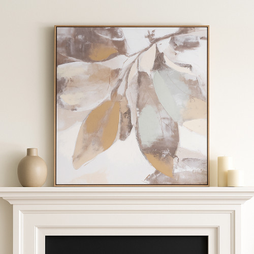 70460#40x40" Handpainted Fall Leaves, Brown