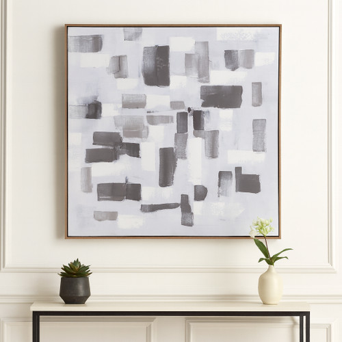 70461#40x40" Handpainted Modern Patches, Brown