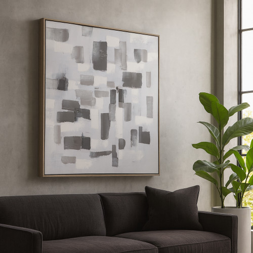 70461#40x40" Handpainted Modern Patches, Brown