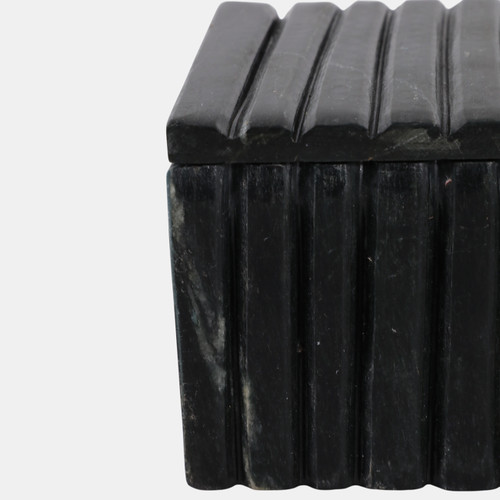17475-01#7x4" Marble Ridged Box, Black