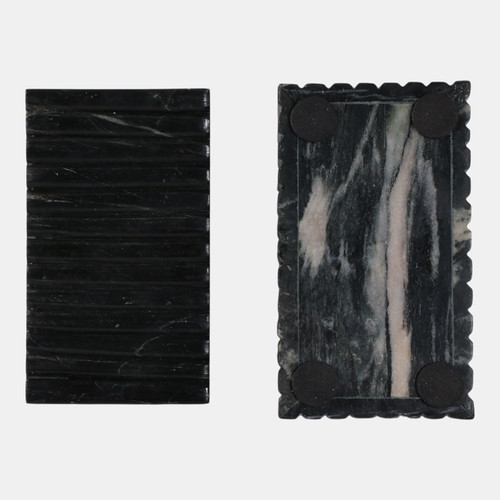 17475-01#7x4" Marble Ridged Box, Black