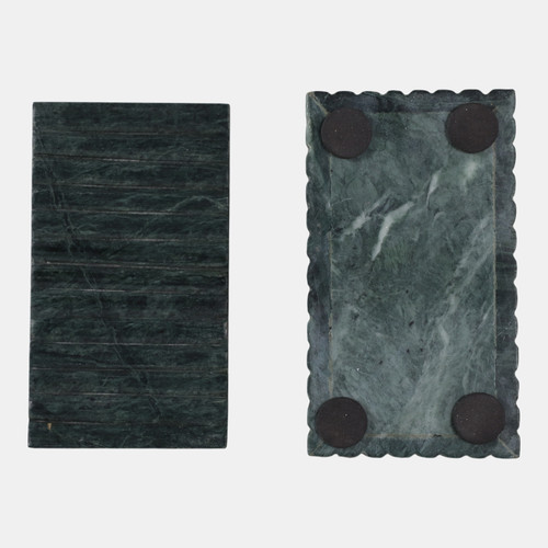 17475-02#7x4" Marble Ridged Box, Green