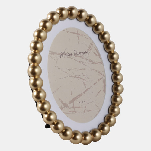22597#7x9 Matted To 5x7 Beaded Photo Frame, Gold
