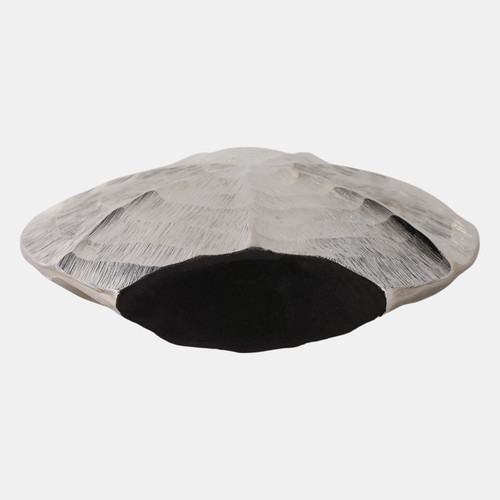 22609#11x10" Shell Pattern Metal Vase, Silver
