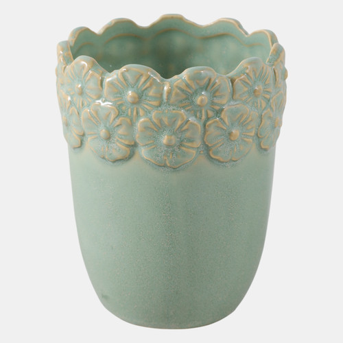 22615#4" Flower Border Pencil Cup, Green