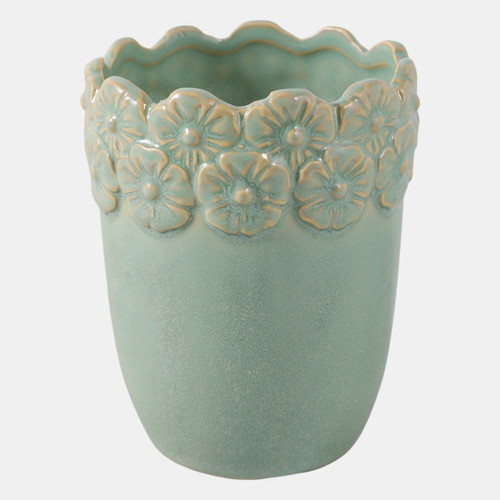 22615#4" Flower Border Pencil Cup, Green