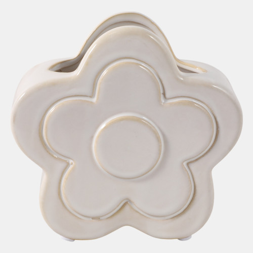 22616-01#5" Flower Power Pencil Cup, Ivory