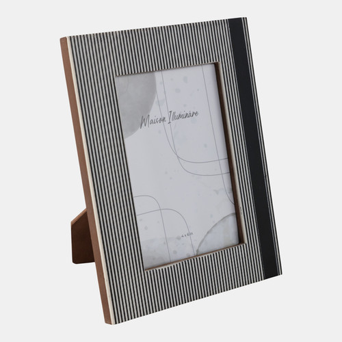 22623#4x6" Lines Resin Photo Frame, Black/white