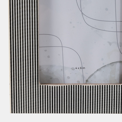 22623#4x6" Lines Resin Photo Frame, Black/white