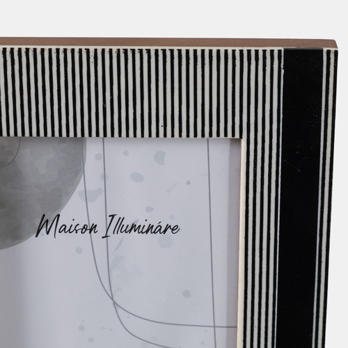 22623#4x6" Lines Resin Photo Frame, Black/white