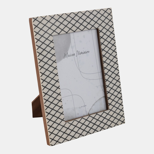 22624#4x6" Diamond Pattern Resin Photo Frame, Black/whit