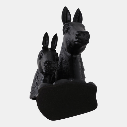 22626#13x9" Horse And Baby Horse Head Metal Figure, Blac
