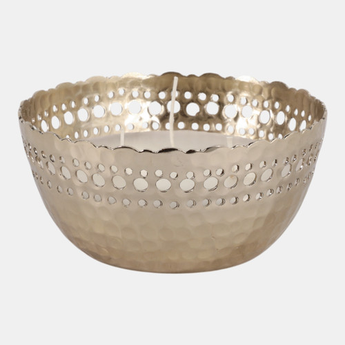 22631-01#6" 30 Oz Fig & Apricot Pierced Metal Candle, Gold