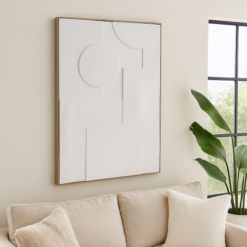 22655#36x48 Geometric 3-dimensional Wall Art, White