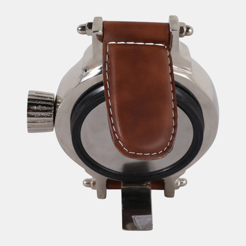 22764-01#8x5" Wristwatch Table Clock, Brown/silver