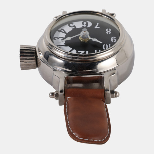 22764-01#8x5" Wristwatch Table Clock, Brown/silver