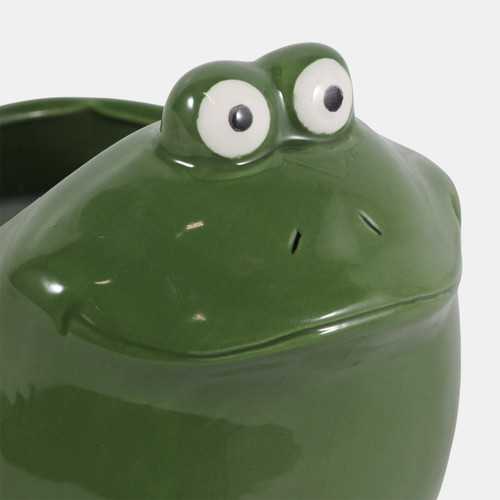 80466#6" Dark Green Frog Citro Sea Salt, Candle