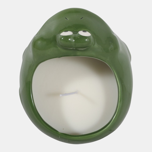 80466#6" Dark Green Frog Citro Sea Salt, Candle