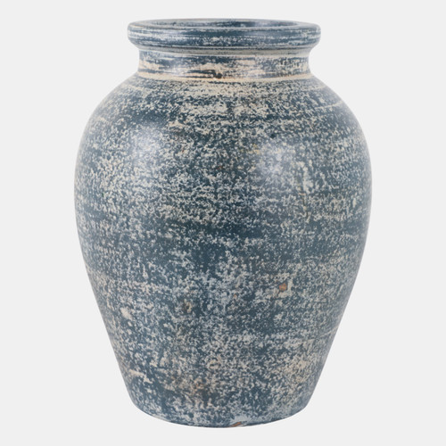 18251-06#Terracotta, 10" Traditional Jug, Blue/white