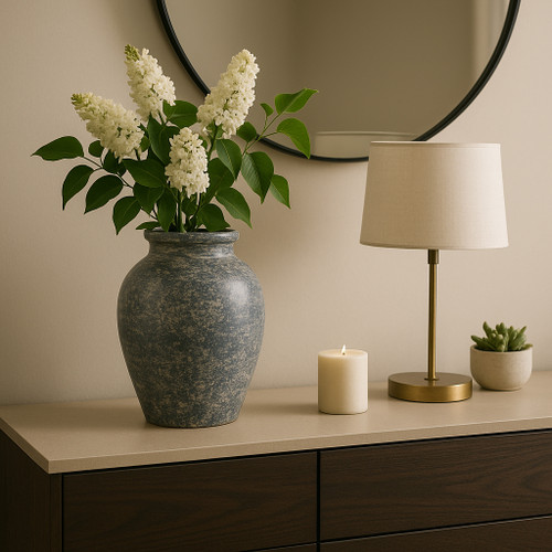 18251-06#Terracotta, 10" Traditional Jug, Blue/white