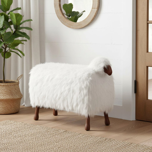 22781-03#44x33" Faux Fur Sheep, White/brown