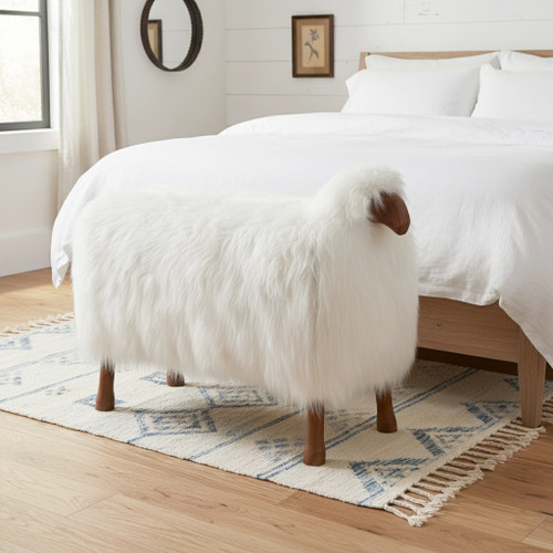 22781-03#44x33" Faux Fur Sheep, White/brown