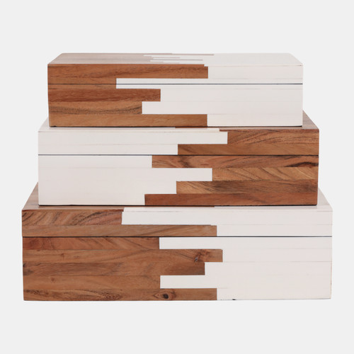 17892-01#S/3 10/11/12" 2-toned Boxes, Natural/white