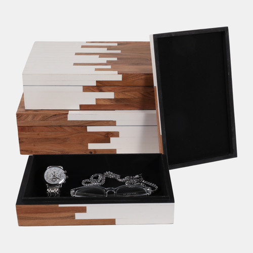 17892-01#S/3 10/11/12" 2-toned Boxes, Natural/white